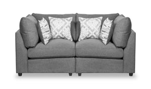 Causeuse modulaire Evolve de Scott Living de 79 po en tissu d’apparence lin avec coussins amovibles en duvet et plumes - gris anthracite