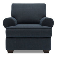 Fauteuil Roll de Sofa Lab de 42 po fabriqué au Canada en tissu d’apparence lin avec accoudoirs enroulés - bleu Luna Sailor