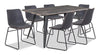 Ensemble de salle à manger Amos 7 pièces en métal avec table de 60 po (L) et 6 chaises - gris