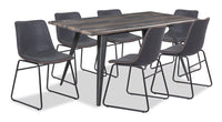 Ensemble de salle à manger Amos 7 pièces en métal avec table de 60 po (L) et 6 chaises - gris