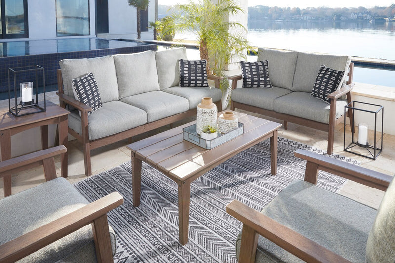 Table à café Nome pour la terrasse à l’extérieur - 48 po (L), plastique à haute densité, résistante aux rayons UV et aux intempéries - naturelle