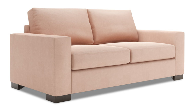 Sofa personnalisable Track de Sofa Lab de 75 po de format condo fabriqué au Canada en tissu d’apparence lin avec accoudoirs rectilignes - rose Pax Rose
