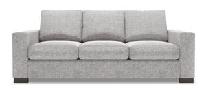 Sofa personnalisable Track de Sofa Lab de 85 po fabriqué au Canada en tissu d’apparence lin avec accoudoirs rectilignes - gris Luna Domino