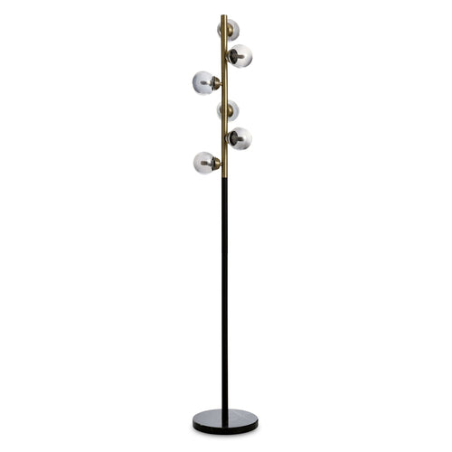 Lampe à pied Bennie de 61,25 po noire et dorée à 5 ampoules