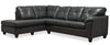 Sofa sectionnel de gauche Addison 2 pièces fabriqué au Canada en tissu d’apparence cuir avec coussins de siège amovibles - gris