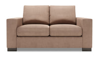 Causeuse Track de Sofa Lab de 62 po fabriquée au Canada en tissu d’apparence lin avec accoudoirs rectilignes - brun Pax Wicker