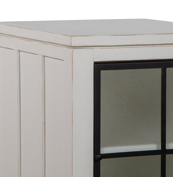 Table de fauteuil moderne Harper de 20 po avec porte en verre et rangement - pin blanc