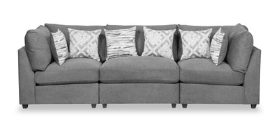 Scott Living Evolve Modular 118.5" Linen-Look Fabric Sofa with Removable Feather Down Cushions - Charcoal Grey | Sofa modulaire Evolve de Scott Living de 118,5 po en tissu d’apparence lin avec coussins amovibles en duvet et plumes - gris anthracite