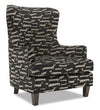 Fauteuil d’appoint à oreilles Sofa Lab personnalisable de 32 po fabriqué au Canada en tissu - Peppercorn multicolore