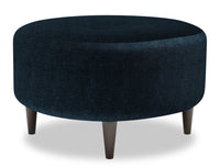 Pouf The Curve de Sofa Lab de 31 po fabriqué au Canada en tissu de chenille - bleu Luxury Indigo