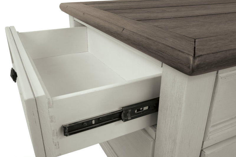 Table à café rustique Colby de 46 po avec dessus relevable, rangement et roulettes - bois deux teintes