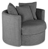 Fauteuil d’appoint pivotant Cuddler Midi de 42 po fabriqué au Canada en tissu de chenille - gris Teddy Nightfall