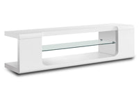 Meuble pour téléviseur moderne Pierce de 60 po avec rangement et système de gestion des câbles pour téléviseurs jusqu’à 65 po - blanc