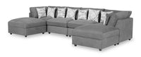 Sofa sectionnel modulaire Evolve de Scott Living 6 pièces en tissu d’apparence lin avec coussins en duvet et plumes - gris anthracite