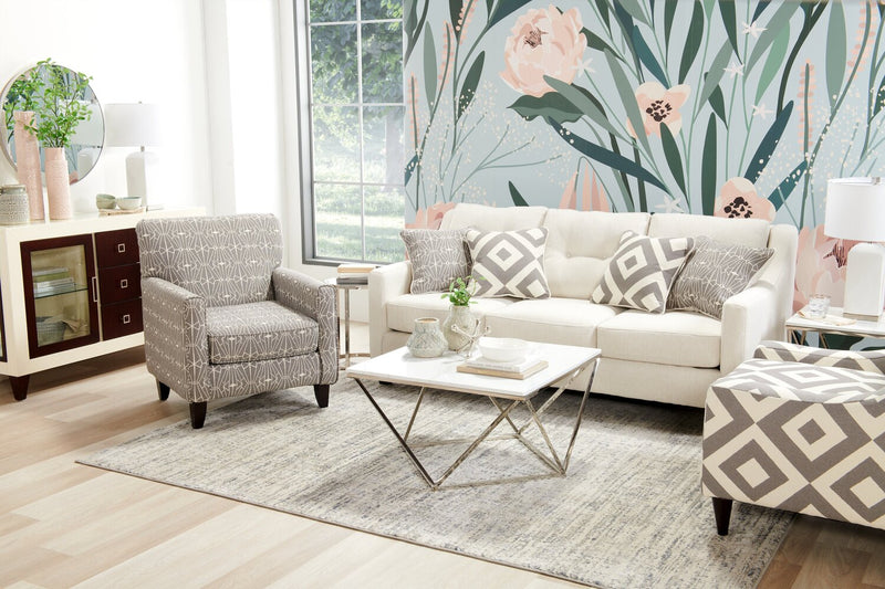 Sofa Kylie de Cindy Crawford Home de 78 po fabriqué au Canada en tissu d’apparence lin avec pattes en bois - perle Zeus