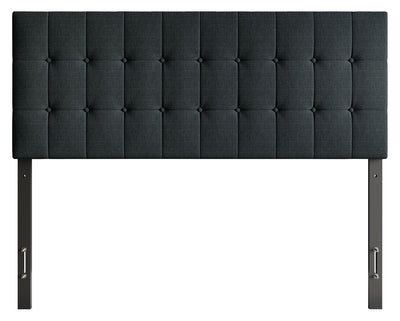 Ellis Upholstered Headboard in Charcoal Fabric, Button Tufted - Full Size | Tête de lit rembourrée Ellis en tissu anthracite avec capitonnage à boutons - format lit double
