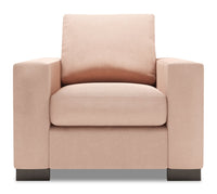 Fauteuil Track de Sofa Lab de 38 po fabriqué au Canada en tissu d’apparence lin avec accoudoirs rectilignes - rose Pax Rose