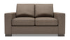 Causeuse personnalisable Track de Sofa Lab de 62 po fabriquée au Canada en tissu d’apparence lin avec accoudoirs rectilignes - brun Luna Praline