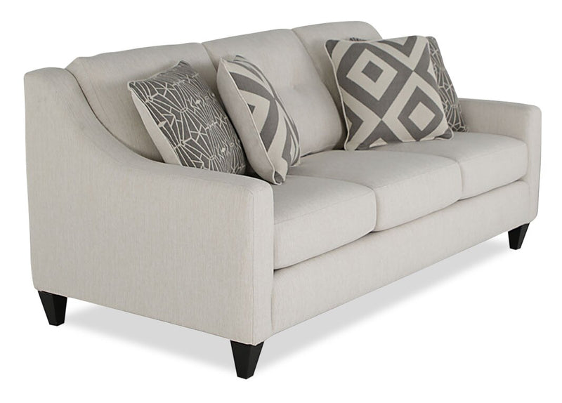 Sofa Kylie de Cindy Crawford Home de 78 po fabriqué au Canada en tissu d’apparence lin avec pattes en bois - perle Zeus