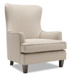 Fauteuil d’appoint à oreilles Sofa Lab personnalisable de 32 po fabriqué au Canada en tissu - beige Mushroom Beige