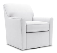 Fauteuil d’appoint pivotant Sofa Lab de 31 po fabriqué au Canada en tissu d’apparence lin - blanc Pax Ice