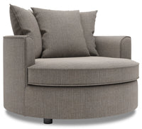 Fauteuil d’appoint enveloppant Sofa Lab de 48 po fabriqué au Canada en tissu d’apparence lin - gris Luna Smoke