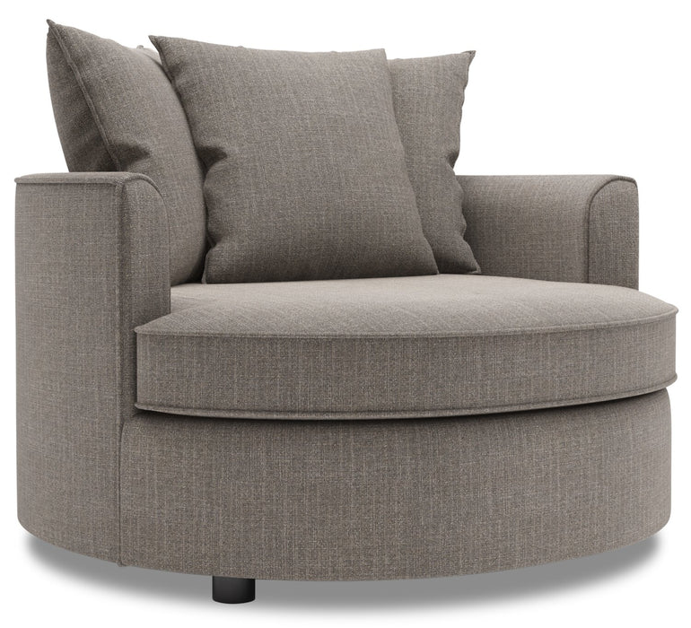 Fauteuil d’appoint enveloppant Sofa Lab personnalisable de 48 po fabriqué au Canada en tissu d’apparence lin - gris Luna Smoke