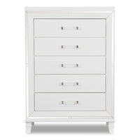 Commode verticale somptueuse Max de 38 po (L) x 54,3 po (H) à 5 tiroirs pour la chambre à coucher - blanche