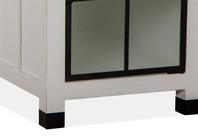 Table de fauteuil moderne Harper de 20 po avec porte en verre et rangement - pin blanc