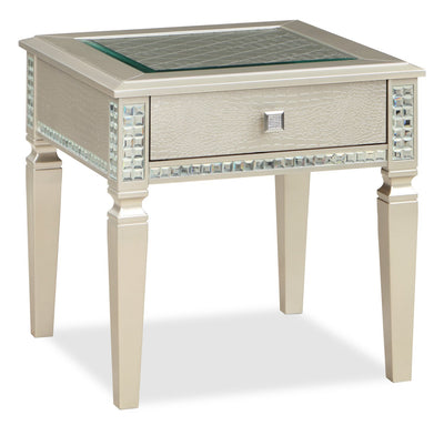 Tyra 24" Glam End Table with Storage - Champagne |Table de bout somptueuse Tyra de 24 po avec rangement - champagne