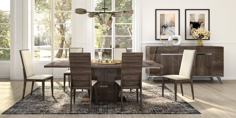 Ensemble de salle à manger Gino 5 pièces avec table et 4 chaises - fabriqué en Italie, rallonge de 63 po à 86 po (L), moderne - brun