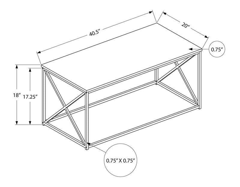 Table à café moderne Millie de 40,5 po - imitation de marbre noir avec base en métal noir