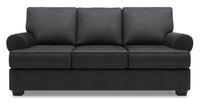 Sofa Roll de Sofa Lab de 86 po fabriqué au Canada en tissu d’apparence lin avec accoudoirs enroulés - gris Pax Pepper