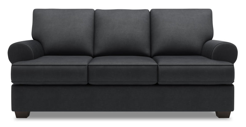 Sofa personnalisable Roll de Sofa Lab de 86 po fabriqué au Canada en tissu d’apparence lin avec accoudoirs enroulés - gris Pax Pepper