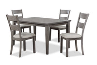 Ensemble de salle à manger Krew 5 pièces en mélamine avec table de 60 po (L) et 4 chaises - gris