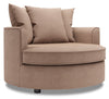 Fauteuil d’appoint enveloppant Sofa Lab personnalisable de 48 po fabriqué au Canada en tissu d’apparence lin - brun Pax Wicker