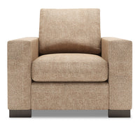 Fauteuil Track de Sofa Lab de 38 po fabriqué au Canada en tissu de chenille avec accoudoirs rectilignes - taupe Luxury Taupe