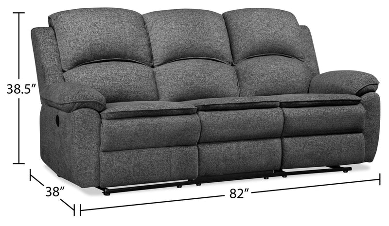Sofa à inclinaison électrique Chandler de 82 po en tissu de chenille - gris