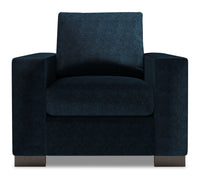 Fauteuil Track de Sofa Lab de 38 po fabriqué au Canada en tissu de chenille avec accoudoirs rectilignes - bleu Luxury Indigo