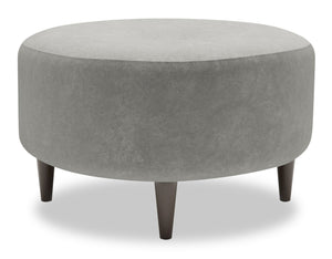 Pouf personnalisable The Curve de Sofa Lab de 31 po fabriqué au Canada en tissu de velours - gris Platinum Grey
