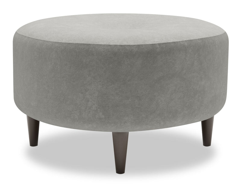Pouf personnalisable The Curve de Sofa Lab de 31 po fabriqué au Canada en tissu de velours - gris Platinum Grey