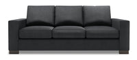 Sofa Track de Sofa Lab de 85 po fabriqué au Canada en tissu d’apparence lin avec accoudoirs rectilignes - gris Pax Pepper