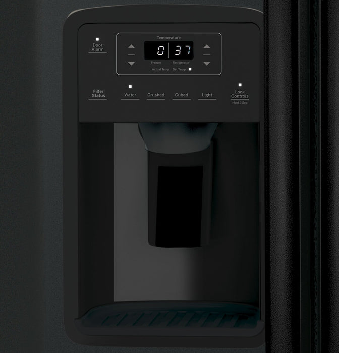 Réfrigérateur GE de 23,2 pi³ et de 33 po à compartiments juxtaposés - noir - GSS23GGPBB