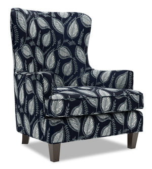 Fauteuil d’appoint à oreilles Sofa Lab personnalisable de 32 po fabriqué au Canada en tissu - Midnight multicolore