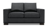 Causeuse personnalisable Track de Sofa Lab de 62 po fabriquée au Canada en tissu d’apparence lin avec accoudoirs rectilignes - gris Pax Pepper