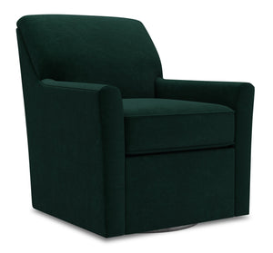 Fauteuil d’appoint pivotant Sofa Lab personnalisable de 31 po fabriqué au Canada en tissu de velours - vert Hunter Green