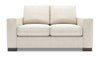 Causeuse personnalisable Track de Sofa Lab de 62 po fabriquée au Canada en tissu d’apparence lin avec accoudoirs rectilignes - beige Luxury Sand