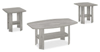 Ensemble 3 tables modernes Everest de 35,5 po (table à café et 2 tables de bout) avec tablette - gris