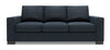 Sofa personnalisable Track de Sofa Lab de 85 po fabriqué au Canada en tissu d’apparence lin avec accoudoirs rectilignes - bleu Luna Sailor