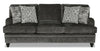 Sofa Bellmont de 89 po fabriqué au Canada en tissu de chenille avec coussins réversibles et pattes en bois - gris anthracite